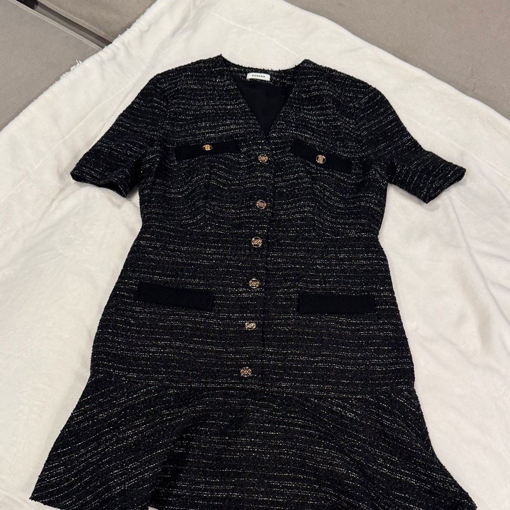 Elegant Black and Gold Women's Dress - Sandro. New with tags!